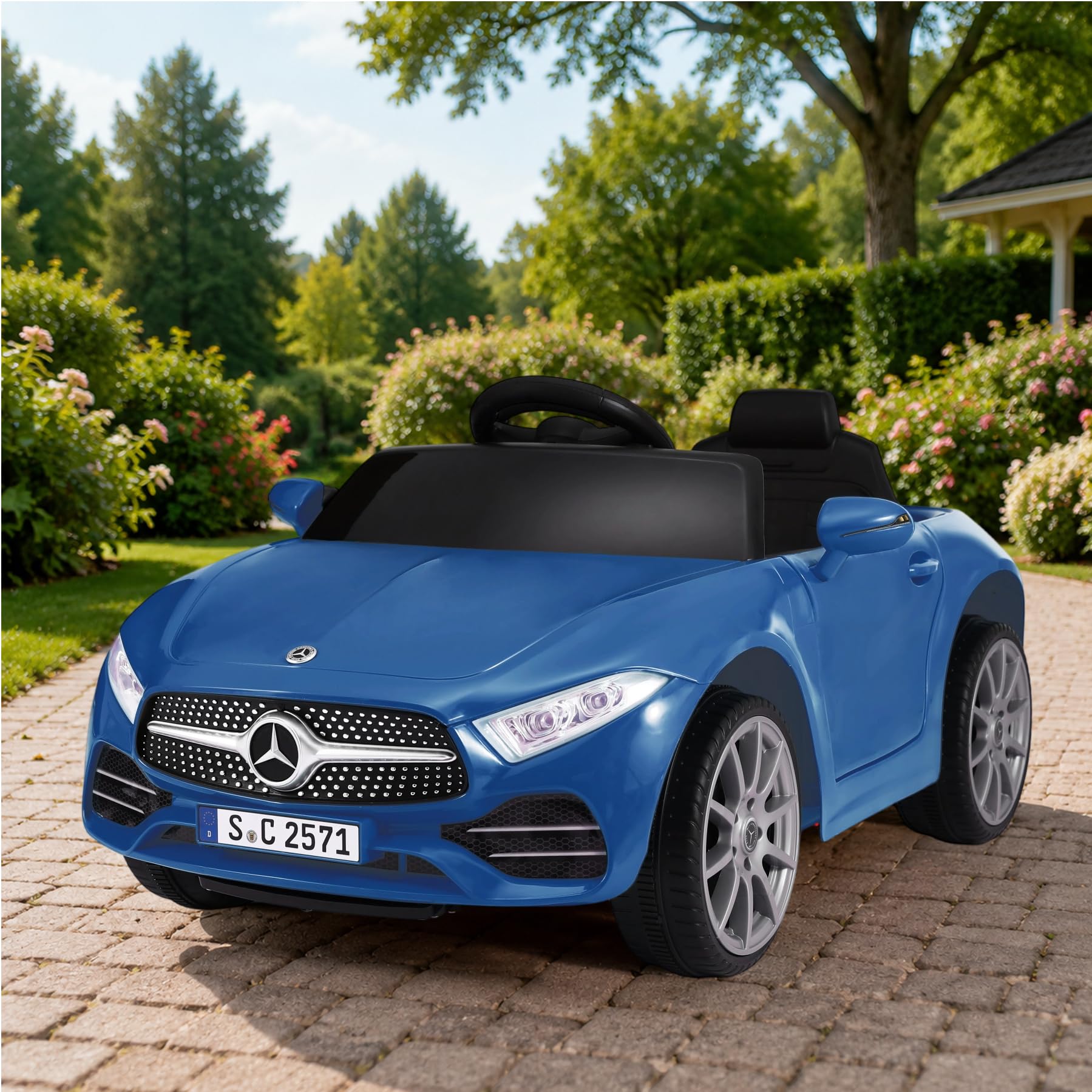 ORYXEARTH Auto elettrica per bambini, 6 V, con telecomando da 2,4 G, clacson, musica Bluetooth, USB e batteria al piombo-acido AGM, motori da 25 W, 2-5 km/h, per bambini da 3 a 6 anni, blu