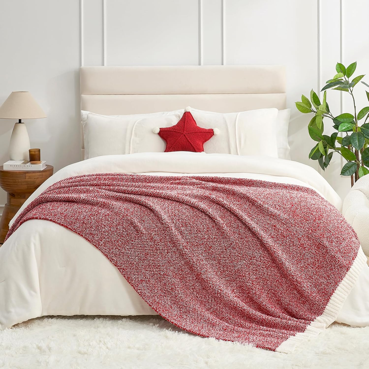 Snuggle Sac Red Throw Blanket for Couch, Super Soft Warm Christmas Red Blankets Cozy Knit Fuzzy Plush Lightweight Throws for Sofa, Bed, Camping, Heather Red, 50x60 inches - Image 7