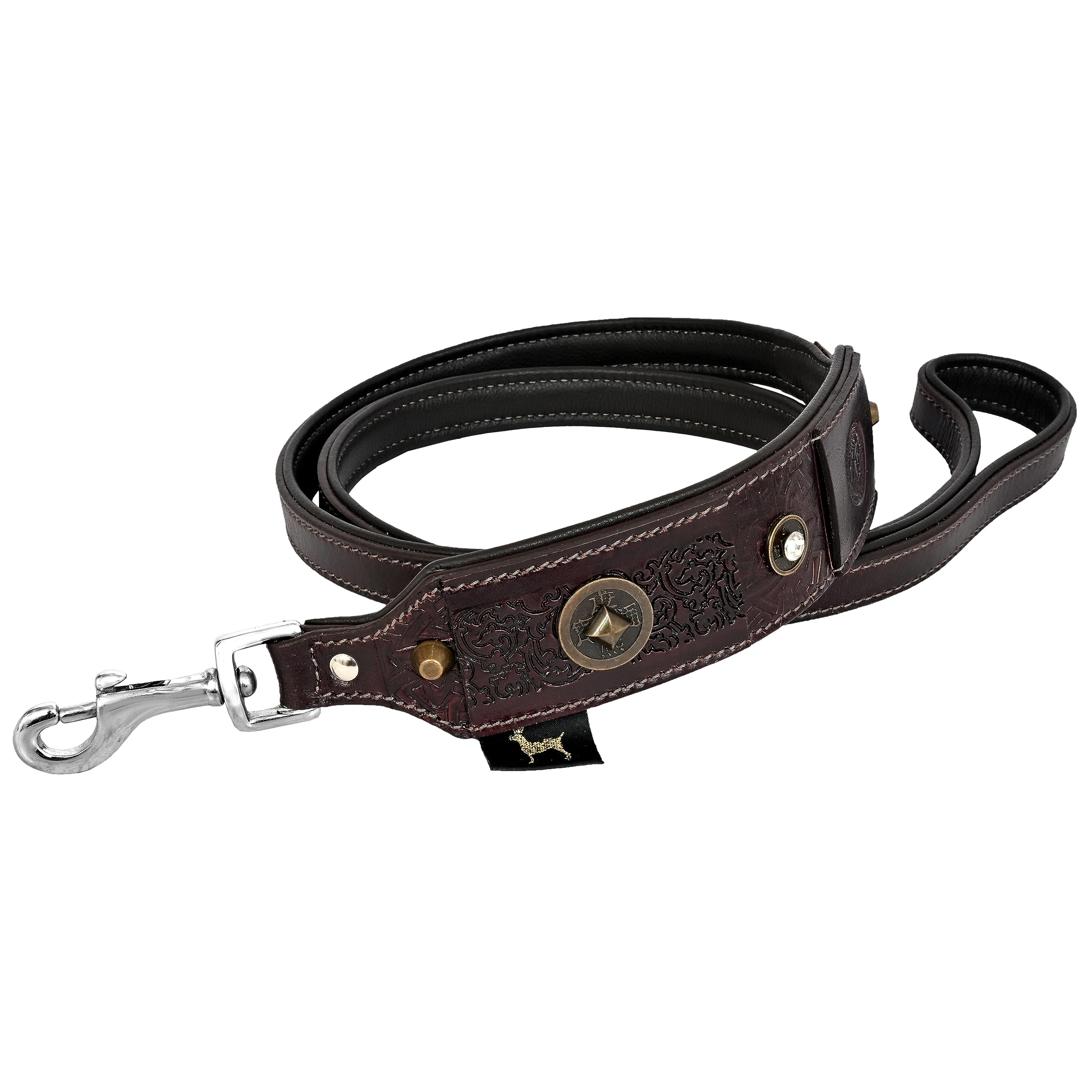 MICHUR Maximus Lederhalsband Für Hunde – Handgefertigt, Braun Mit Strass, In Verschiedenen Größen