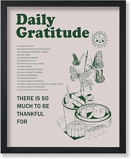 Poster Master Daily Gratitude Poster - Motivational Print - Butterfly Art - Positive Quotes Art - Gift for Men & Women - Inspiring Wall Decor for Dorm, Bedroom or Living Room - 8x10 UNFRAMED Wall Art