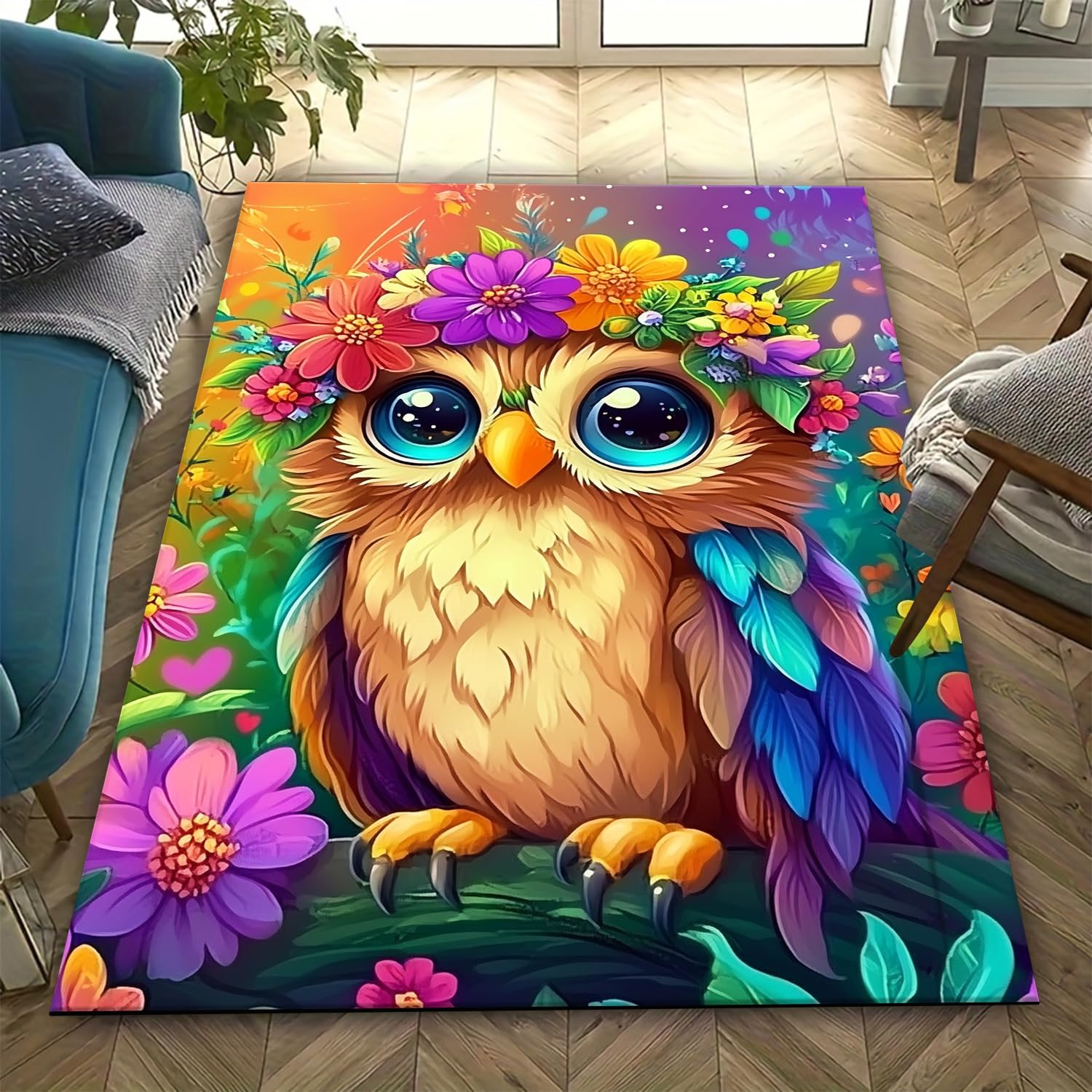 Tapis hibou 3D 160x230 cm carré lavable et antidérapant pour enfant 033H846F