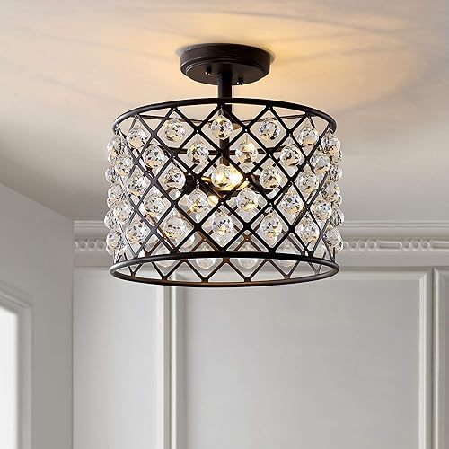 Miniatura 5 de JONATHAN Y JYL9023A Gabrielle 14.5" cristal / metal LED montaje semiempotrado, contemporáneo, transicional, glamour para cocina, sala de estar,