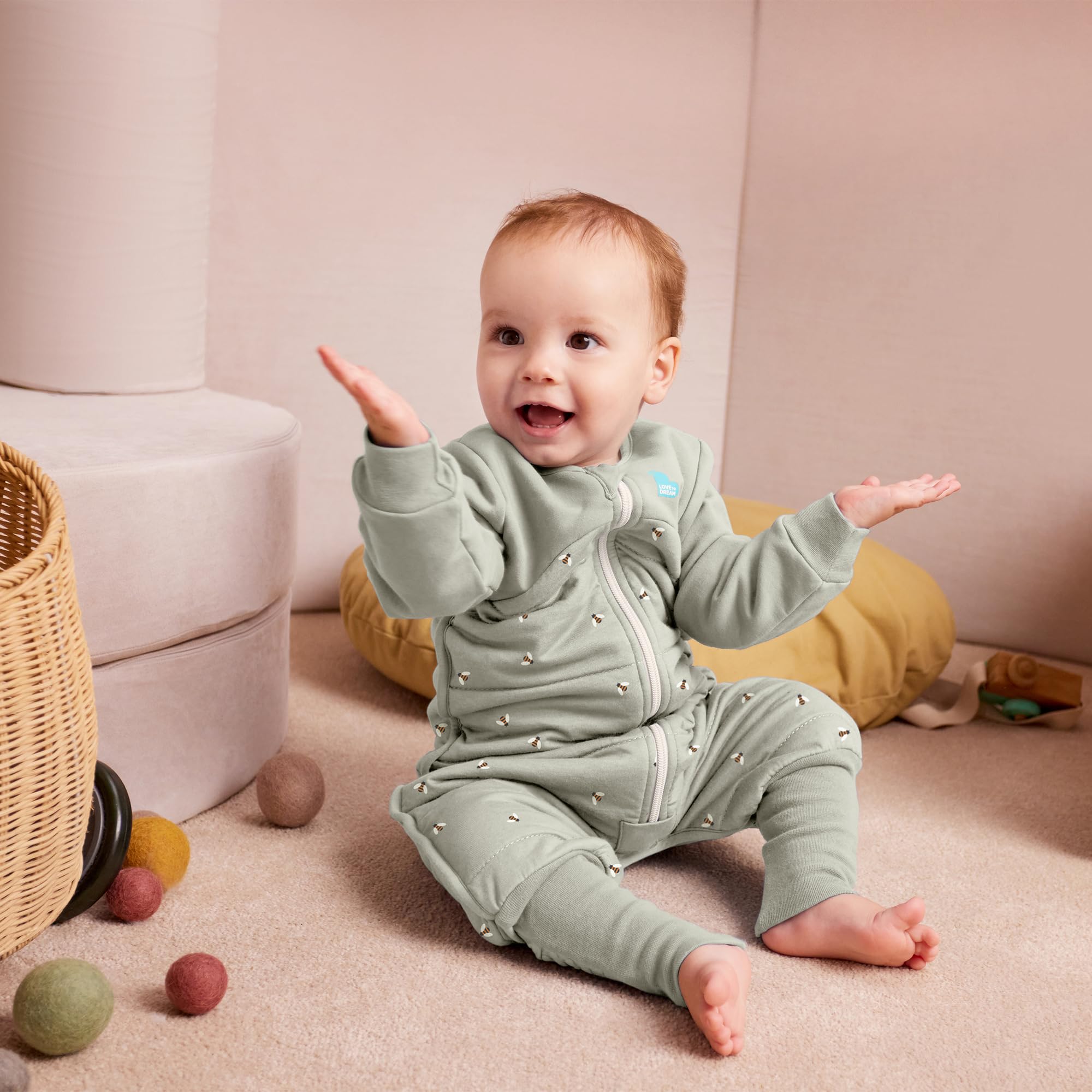 Love To Dream™ Sleep Suit with Legs, 4-5 Years - Bees Olive, 4 Years - Image 2