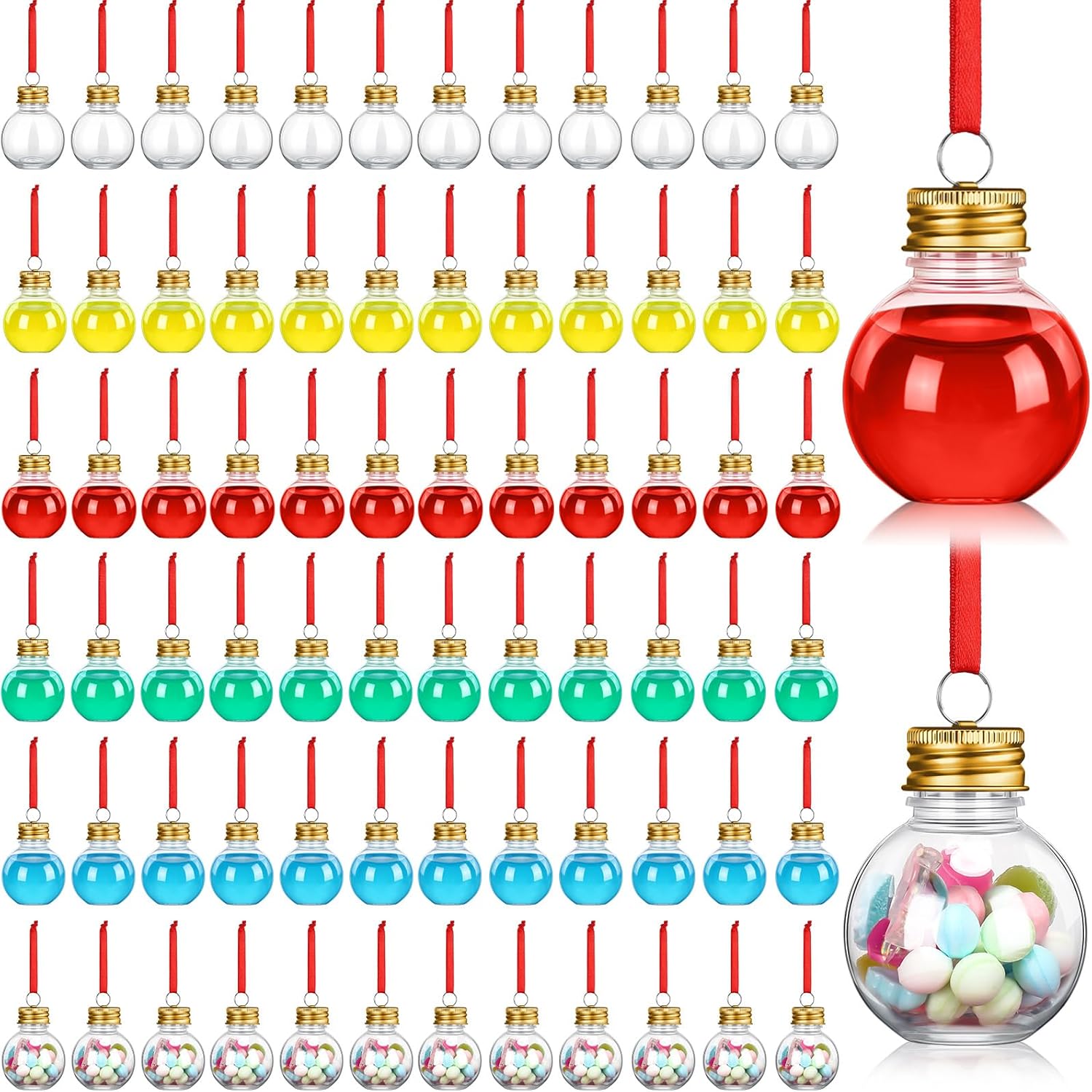Leyndo 150 Pcs Christmas Booze Balls Plastic Fillable Ball Ornament Christmas Hanging Ornaments Water Bottle Bulbs for Home Xmas Holiday Decor (Silver)