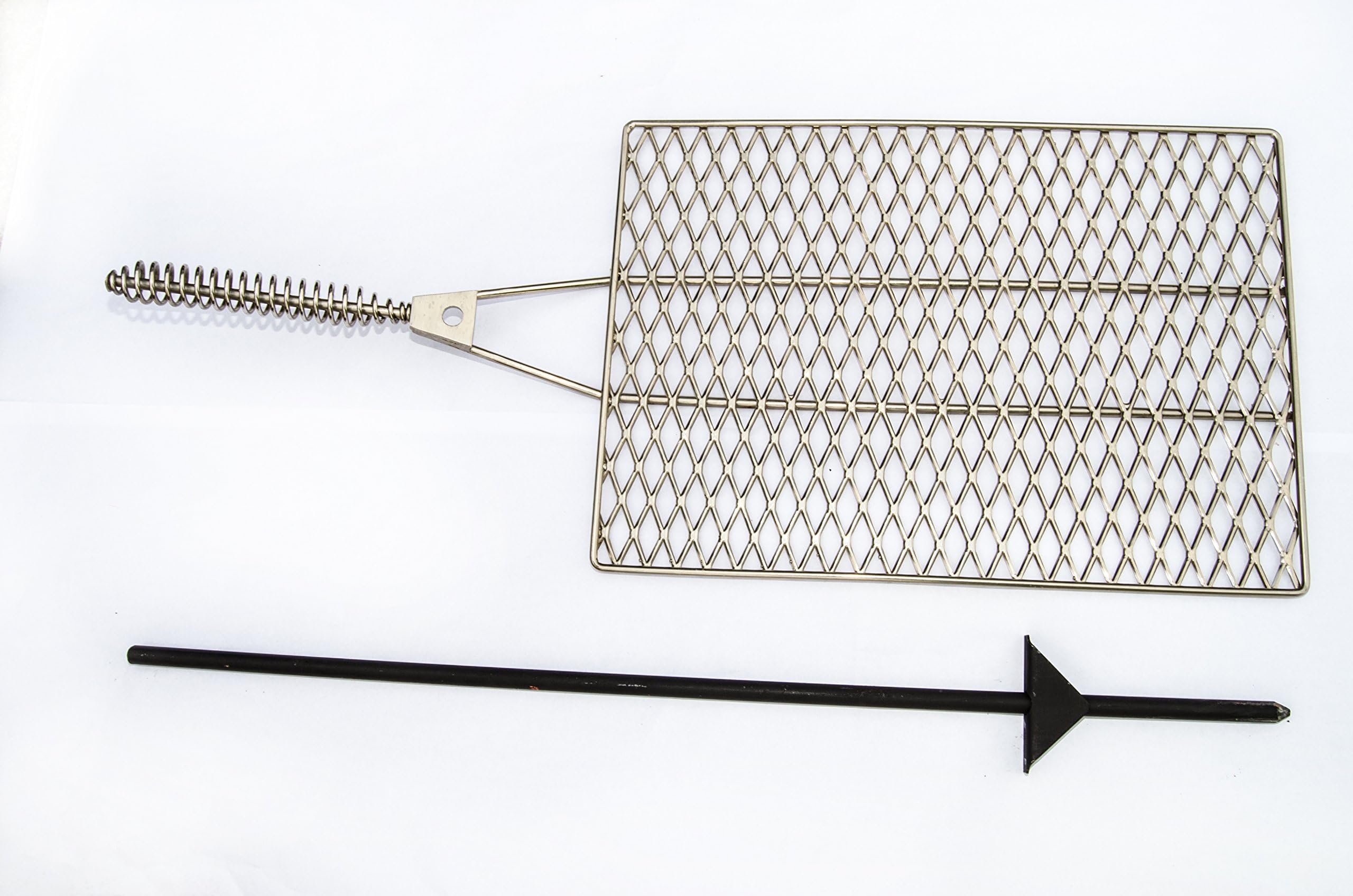 Heavy Duty Large Campfire Grill, Fully Adjustable Swiveling BBQ with long handle, Lifetime Durability, Perfect for Fire pits and rings. Easily portable for camping. Made in USA (15x21)