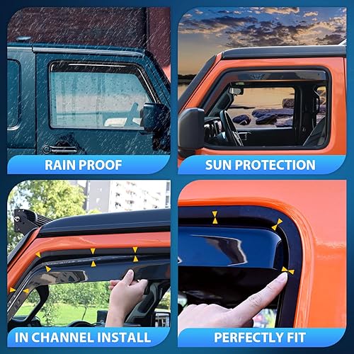 Miniatura 3 de Nilight Protectores de lluvia duraderos para Ford F150 SuperCrewSVT Raptor SuperCrew 2009 2010 2011 2012 2013 2014 Viseras de Ventana de Ventilación