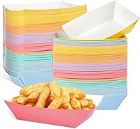 Vista 1 de Lallisa 120 bandejas de papel de 1 libra de papel para perros calientes, bandejas desechables para nachos para servir comida barcos, cartón