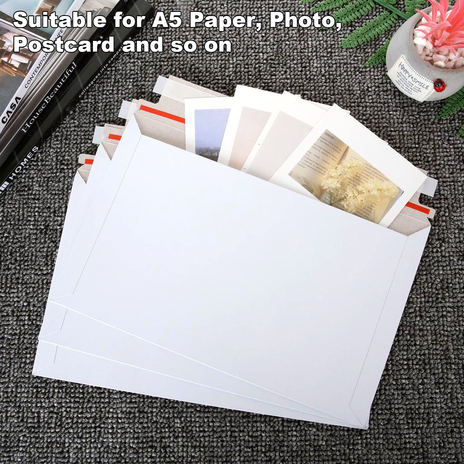 ZOEYES Lot de 100 enveloppes en carton rigide pour photos 15,2 x 25,4 cm