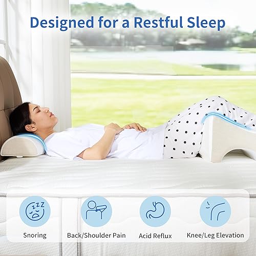 Miniatura 5 de Almohada de cuña de cama de 10 pulgadas para cabecero, almohada de enfriamiento de espuma viscoelástica de gel, almohada de cuña para apnea del