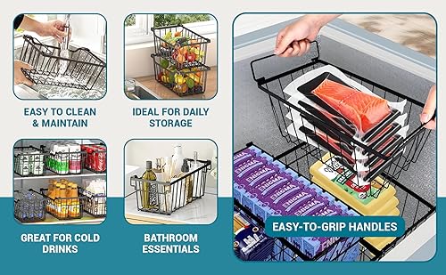 Miniatura 3 de Contenedores organizadores para congelador, juego de 4, almacenamiento transparente y apilable