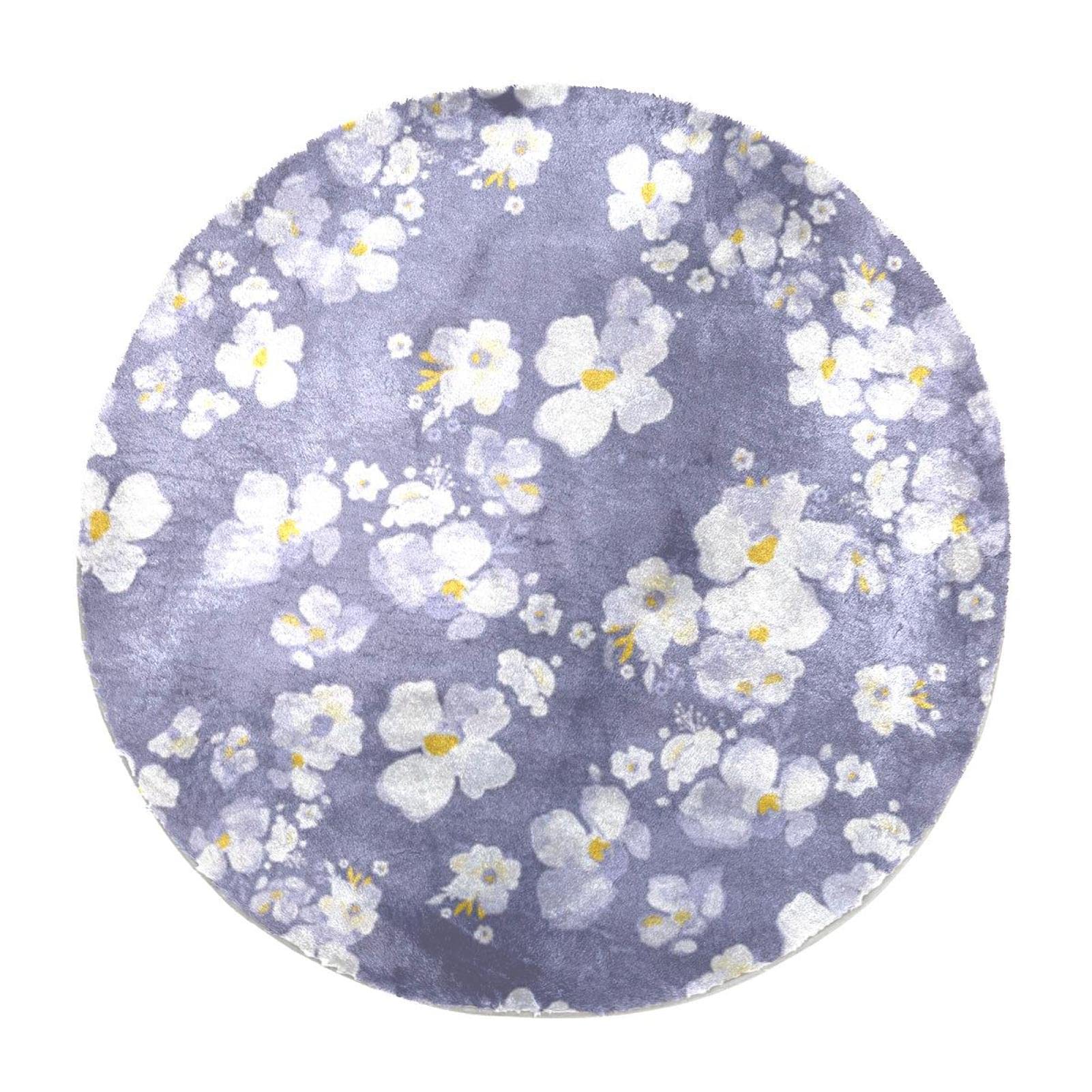 Tapis moelleux à texture florale antidérapant et isolant pour chambre rose 60x60