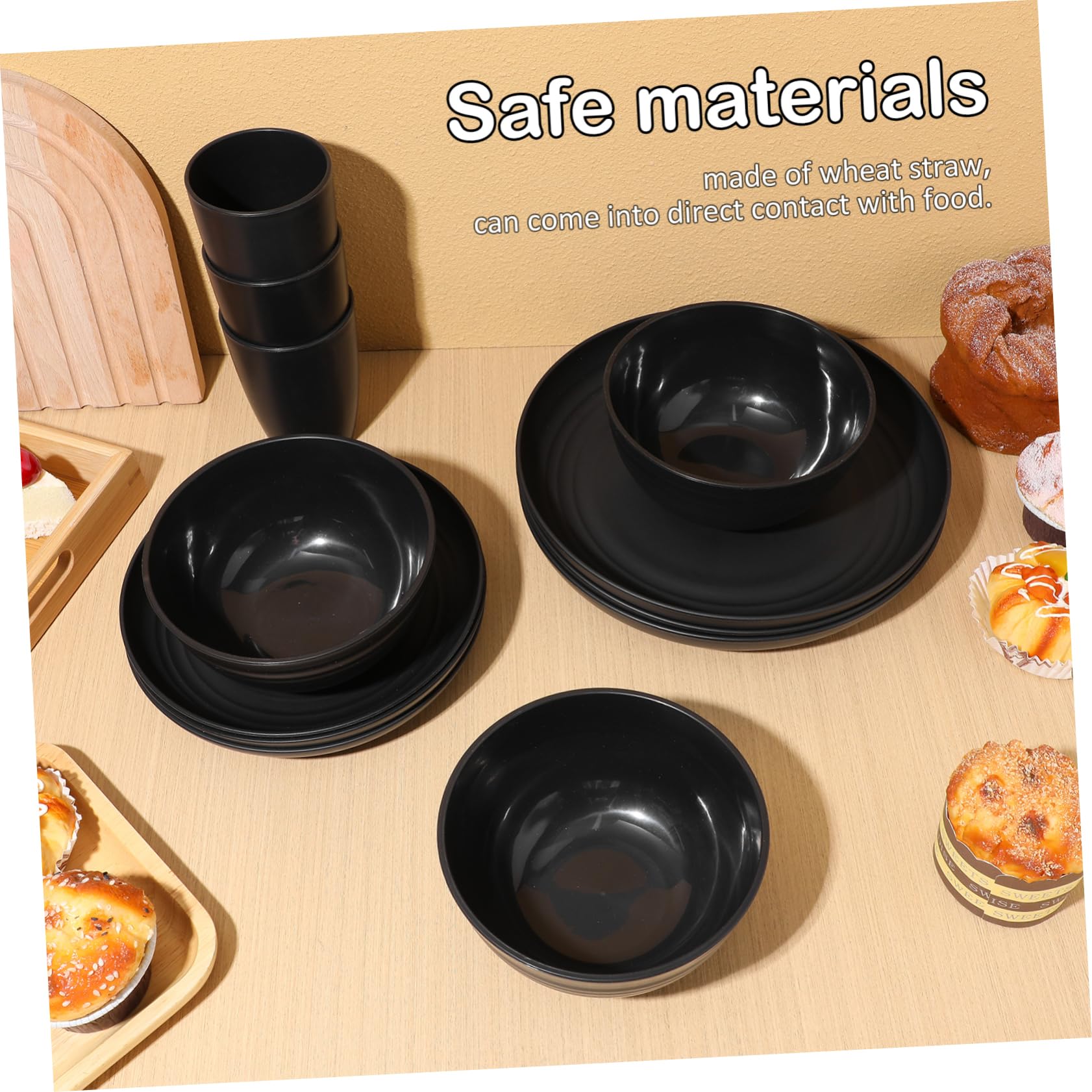 OFFSCH 1 Set Camping Dinnerware Set Outdoor Plates and Bowls Set Straw and Heat Resistant Easy to Clean for Camping and Dorm Use