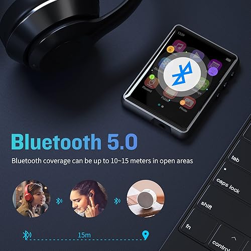 Miniatura 3 de Reproductor MP3 de 64 GB con Bluetooth, pantalla táctil completa 2.4 MP3 y reproductor MP4 HD integrado, radio FM, grabadora de voz, mini diseño