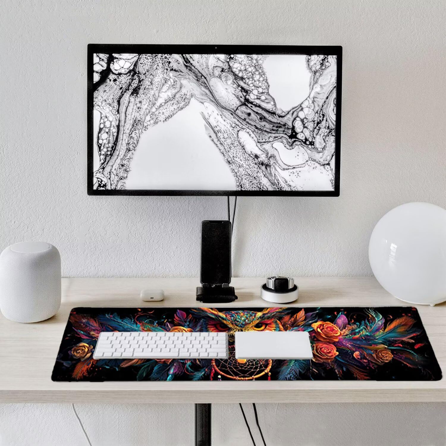 Podkładka pod mysz do gier XXL duża mysz 1600 x 800 mm, duża podkładka pod biurko z antypoślizgową gumową podstawą dla graczy, poprawia precyzję i szybkość (kwiaty sowa) o-383