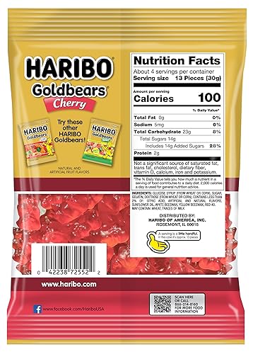 Miniatura 2 de HARIBO Gummi Bears, sabor a cereza solamente, bolsas de 4 onzas (paquete de 12)