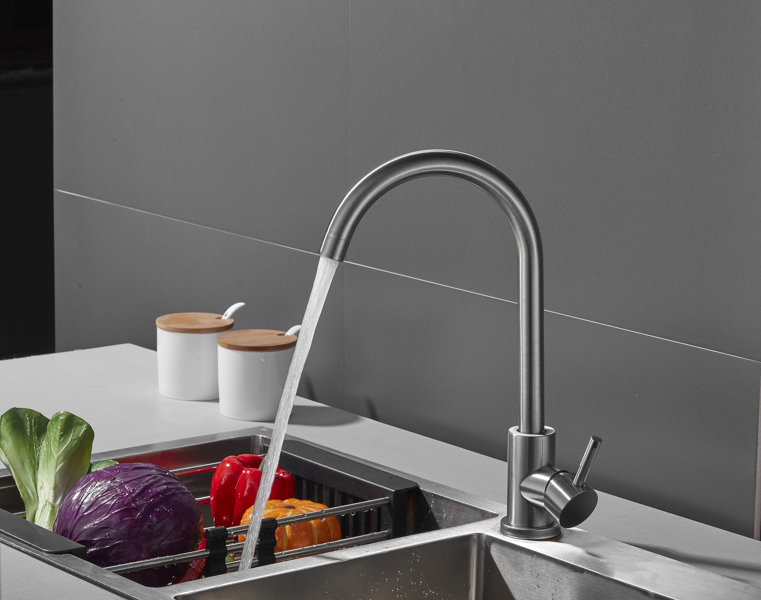 Kitchen Sink Tap with Pull Down, Stainless Steel - Image 4