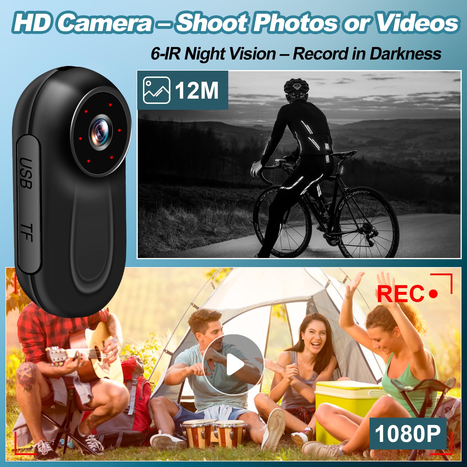 Kamera Sportowa, 1080P HD i Szeroki Kąt 120°, Noktowizor, Magnetyczne Montowanie i Ekran Kamery Moto. Idealna na sporty i aktywności na świeżym powietrzu