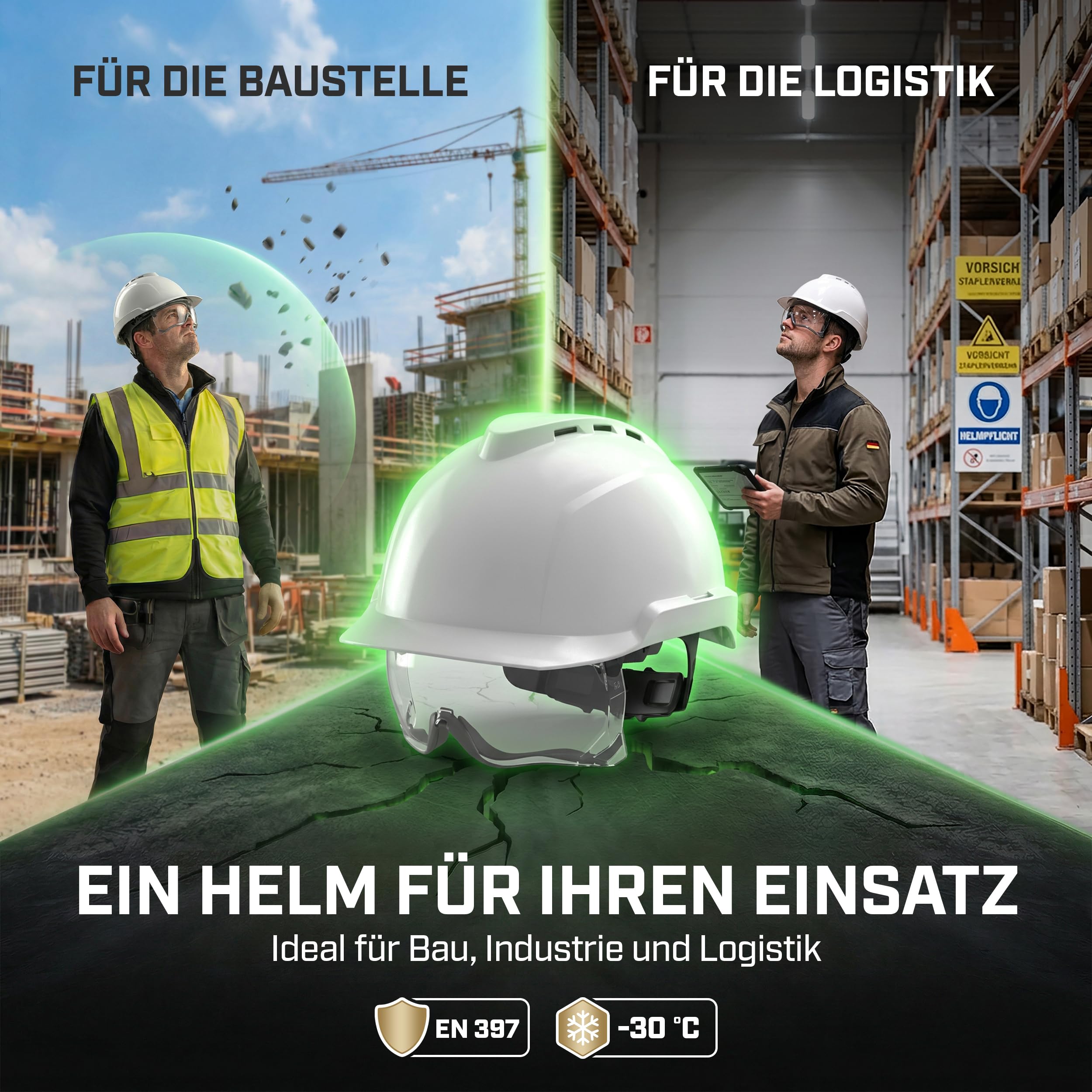 MSA V-Gard 930 - Casco protettivo con ventilazione e visiera per cantieri e industriali, a norma DIN EN 397 per il lavoro
