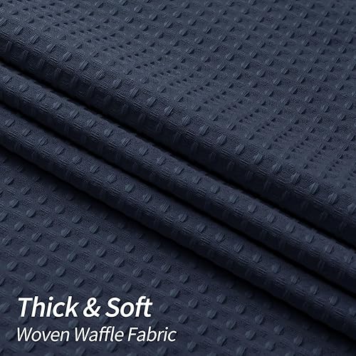 Miniatura 3 de MitoVilla Cortina de ducha moderna de punto gofre azul marino, cortinas de ducha de tela azul oscuro para decoración de baño de hotel, cortina de