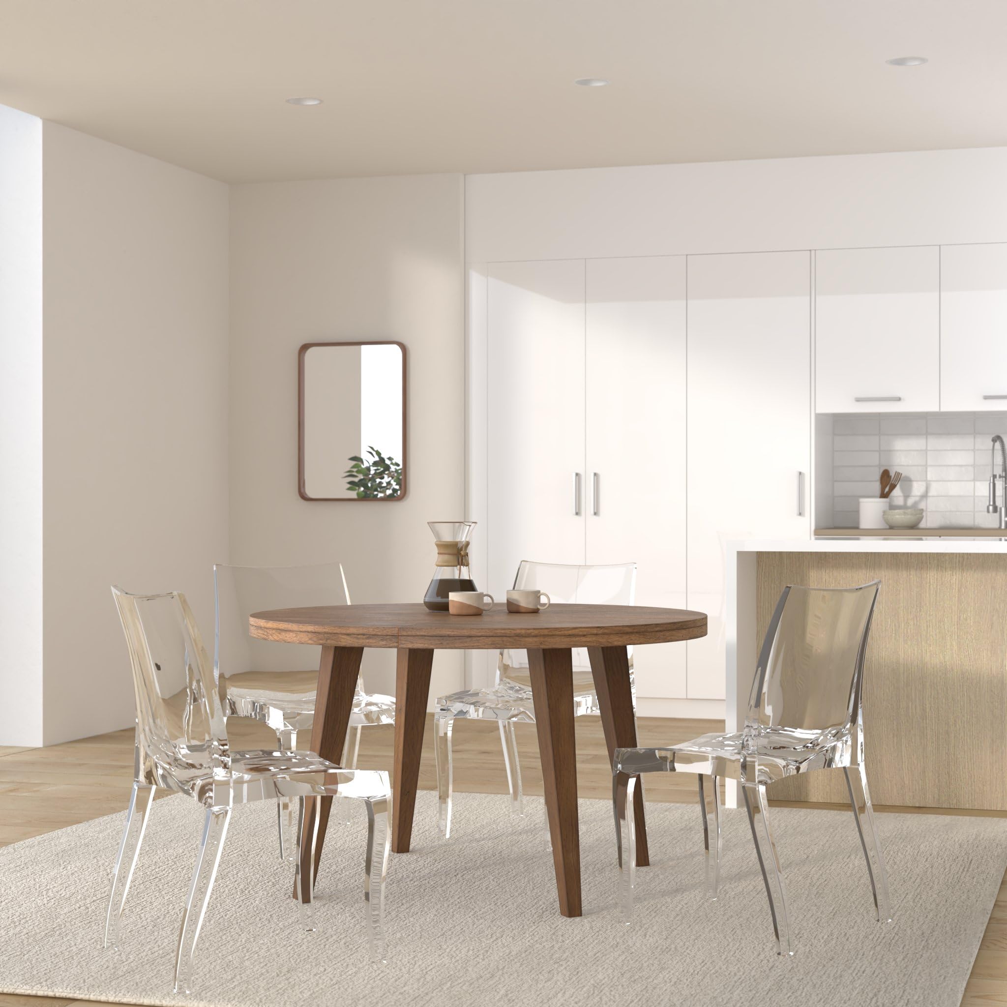 Grandsoleil Upon Hypnotic - Sedia impilabile in policarbonato trasparente, 54 x 50 x 84 cm, colore: bianco