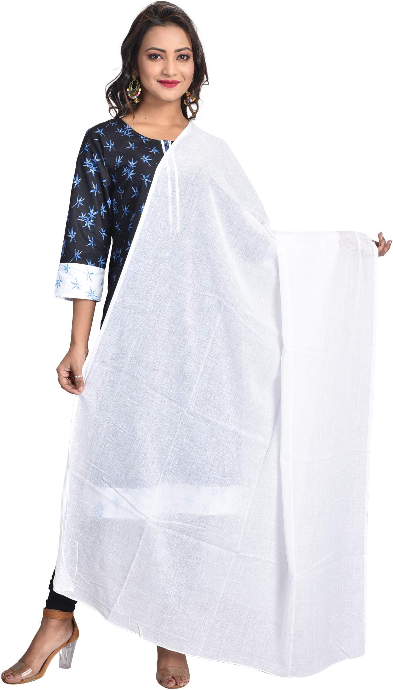 Women's Pure Cotton Single-Colored Traditional Authentic Bandhej Bandhani Dupatta Chunni