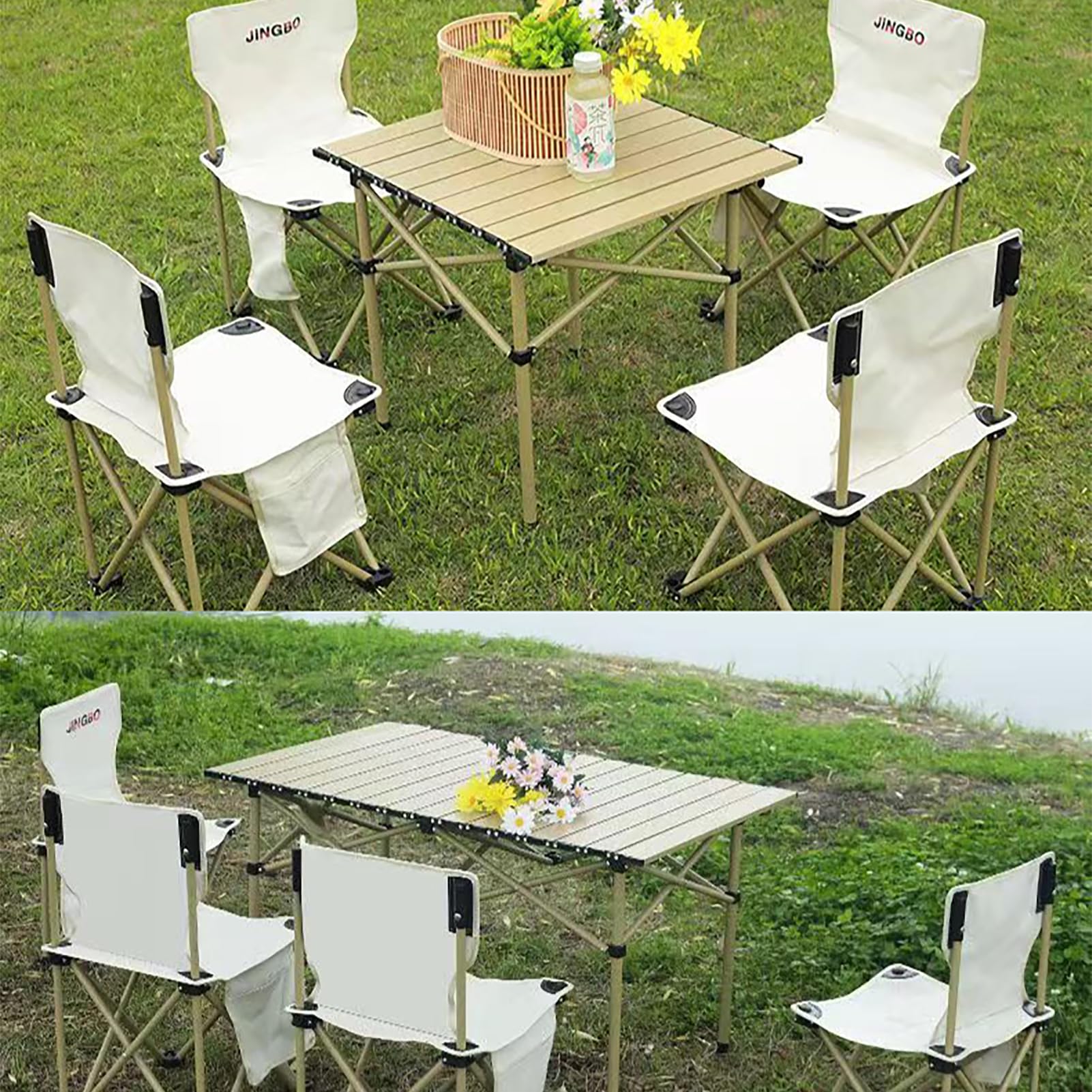 Tavolino Portatile Ripiegabile con Borsa 120x52x50cm, Tavolo da Pieghevole Regolabile in Altezza, Tavolo da Campeggio Leggero, Stable Salvaspazio, per Picnic, Spiaggia, Viaggi, Pesca, Esterni