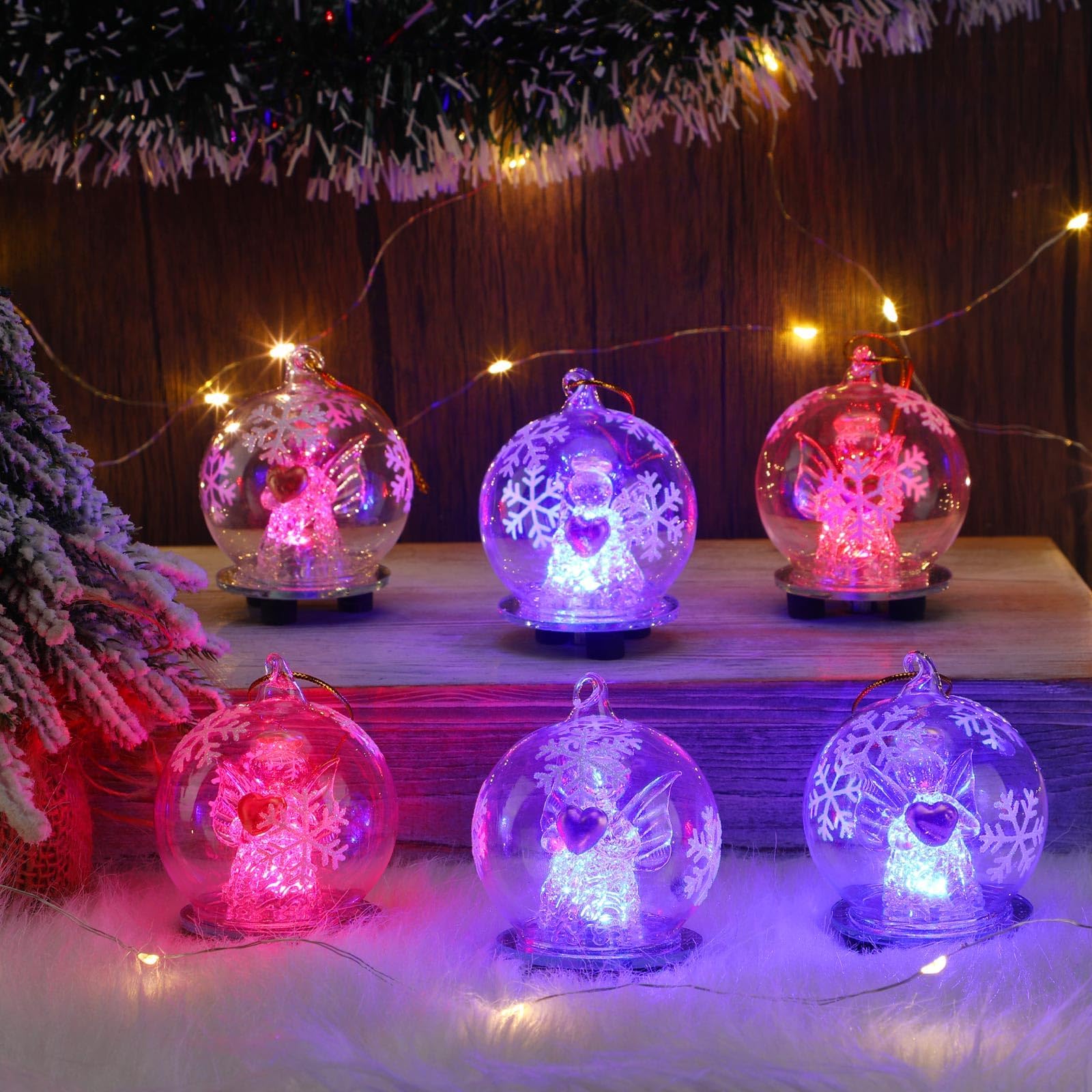 LED Angel Christmas Lighted Ornament Holding Heart Color