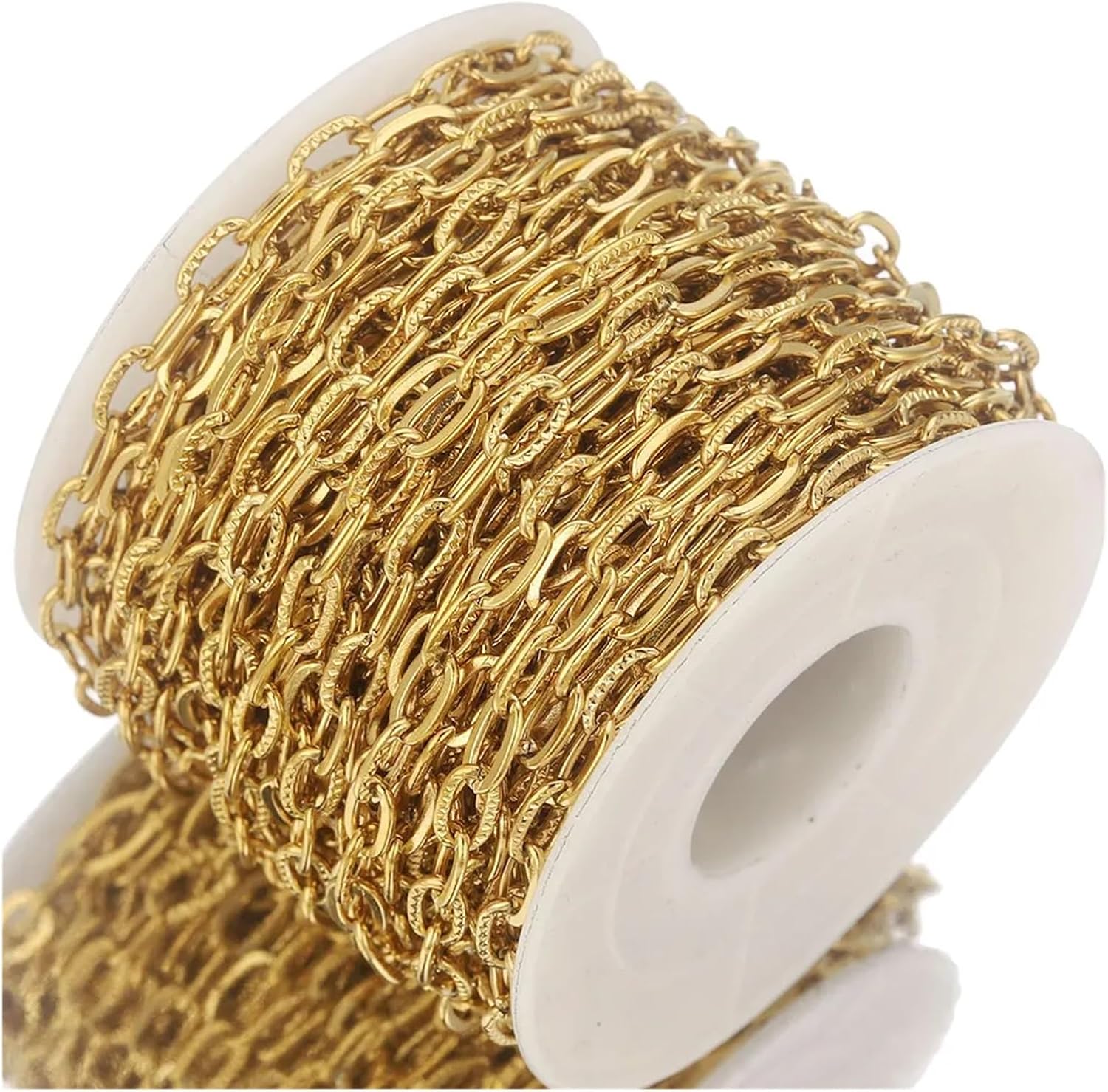 Stainless Steel Chain for Jewelry Making 2 Meters Stainless Steel Oval Chain Cross Gold Chains Link Roll for Jewelry Making DIY Necklace Bracelet Supplies Craft Accessories(Z2989S2)