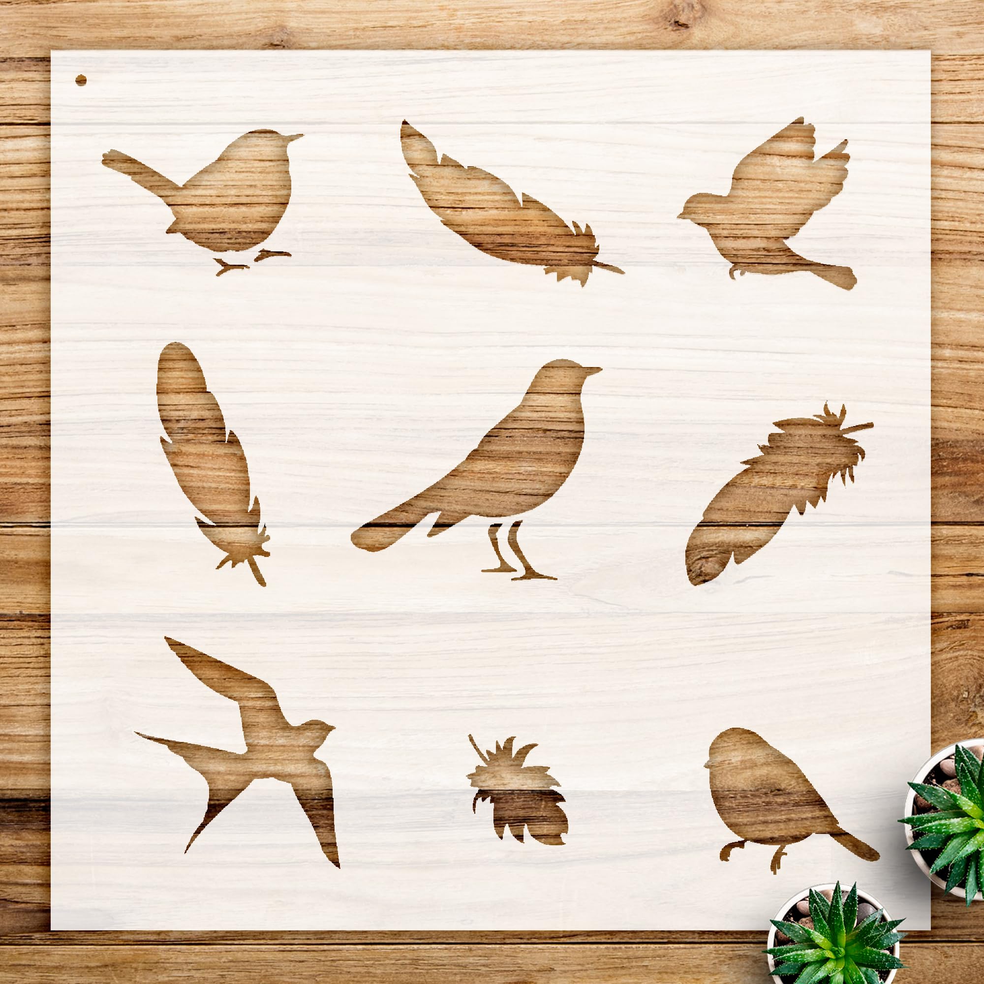 Birds Stencil Pattern for Walls and Crafts, Reusable Mylar Template, Nature Design, Ideal for Home Decor and Artistic Projects - Size A1 (23.4