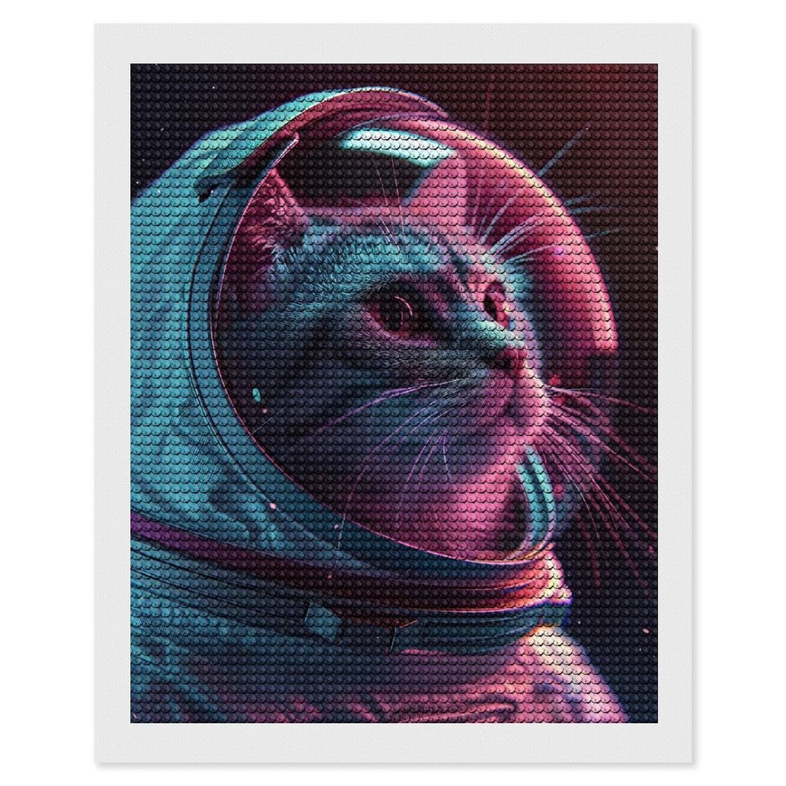 Junmoney Scottish Fold Diamond Art Kit 16"x20", Bedroom Decor, Adhesive Canvas, Full Kit Included, Thoughtful Present, Birthday Gift