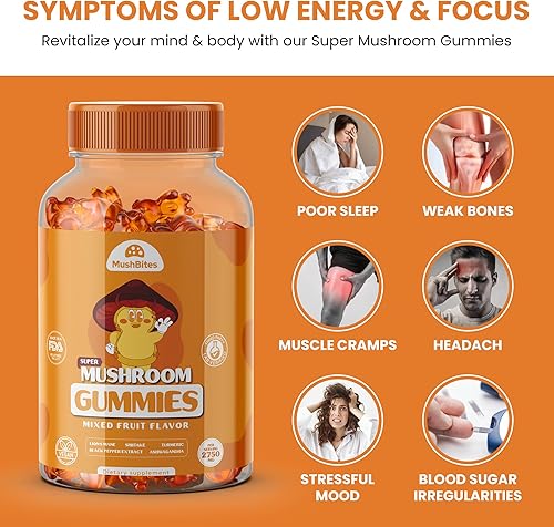 Miniatura 4 de Gomitas orgánicas de melena de león  Deliciosa gomita de melena de león con sabor a frutas mixtas  Mezcla de 10 superalimentos de hongos  Apoya la