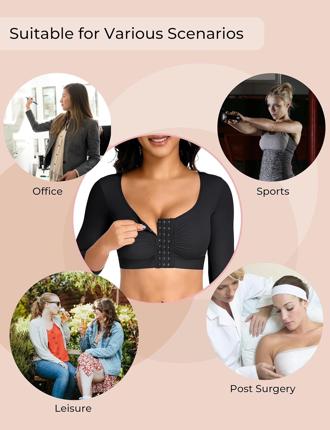 EUYZOU Arm Compression Sleeves for Women Post Surgery Front Closure Bra Slimming Arm Lipo Shapewear Top - Image 5