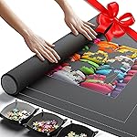 Newverest Jigsaw Puzzle Mat Roll Up, Saver Pad 55 x 35.5 Portable Keeper Up to 3000 Pieces with Non-Slip Rubber Bottom and Polyester Top + 3 Puzzle Sorting Trays, Travel-Friendly Storage Bag