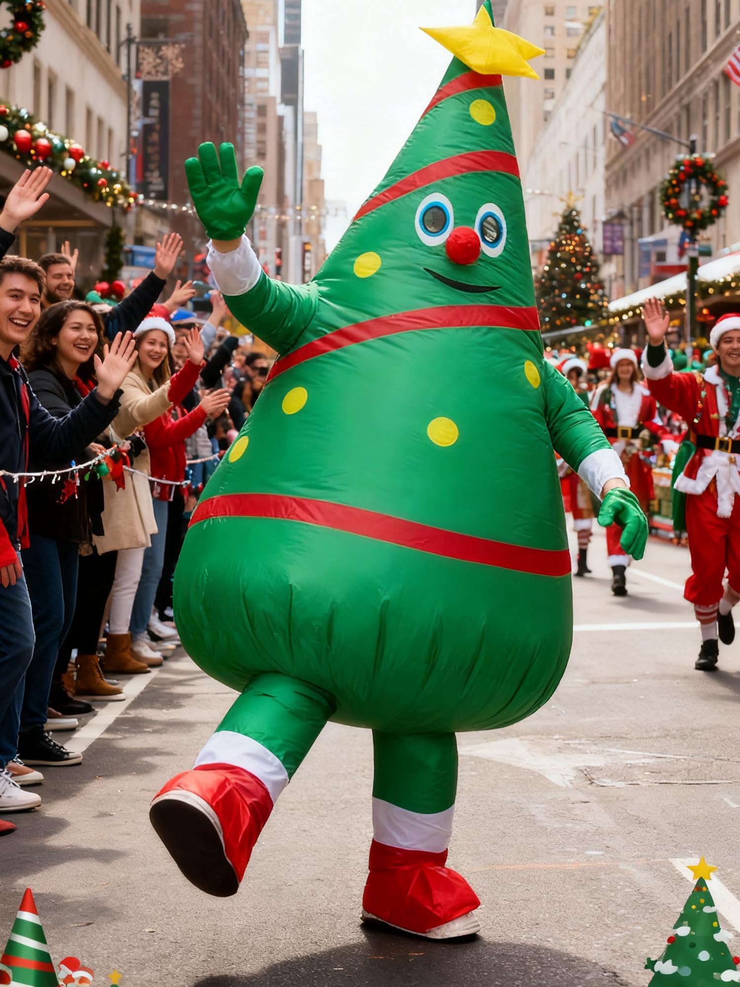 Costume gonfiabile per albero di Natale, per adulti, divertente, cosplay, festa di Natale, Verde, Large