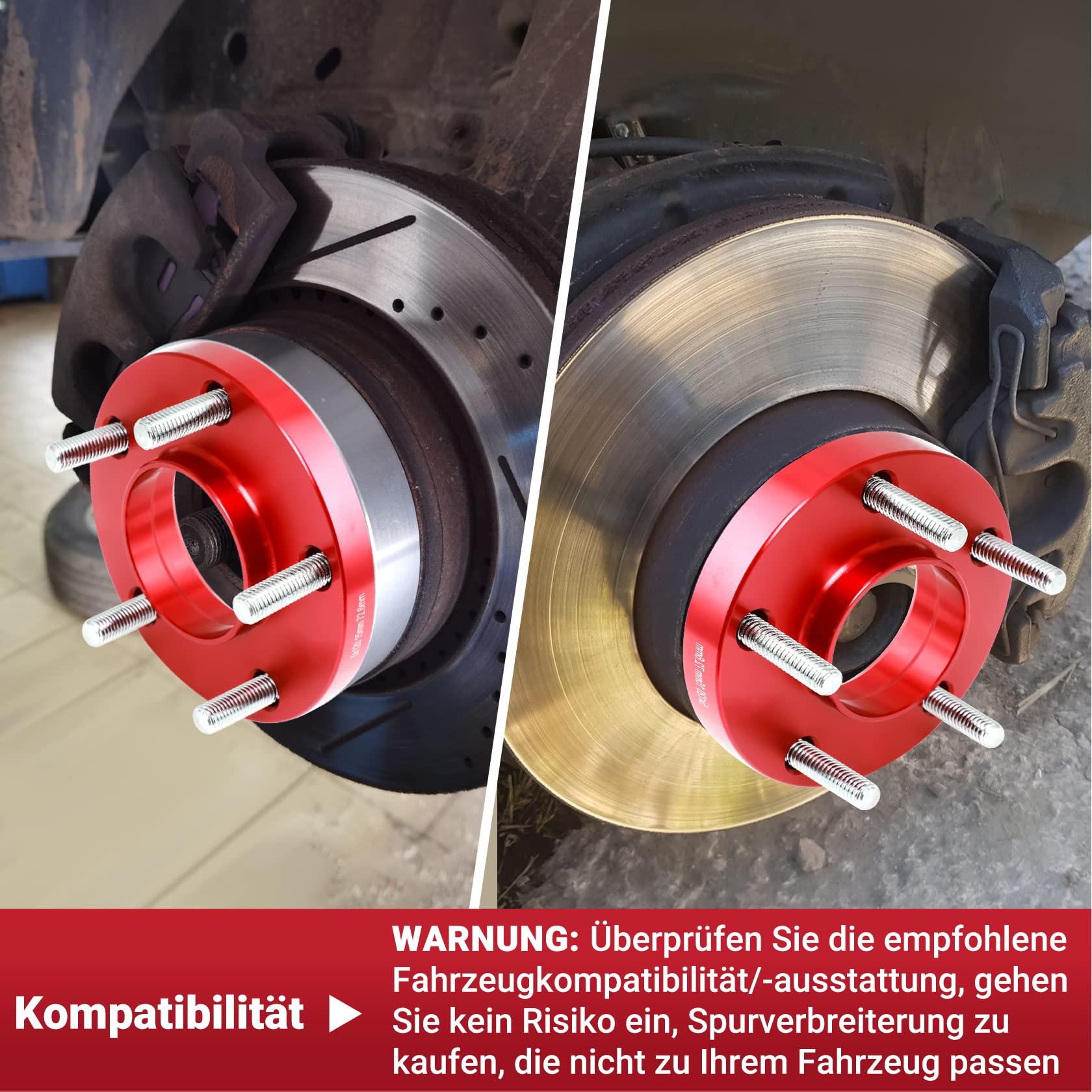 Pindex Distanziali per ruote 5x120 10mm per BMW, 2x allargamenti scartamento 10mm per E36 E46 E90 E91 E60, circonferenza fori 5x120, centratura 72,6mm, Rosso