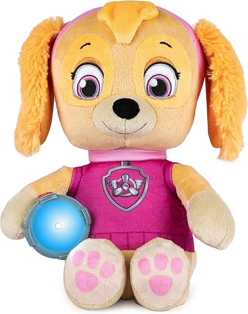PAW Patrol, Snuggle Up Skye Plush with Torch and Sounds, for Kids Aged 3 Years and Over, Grey