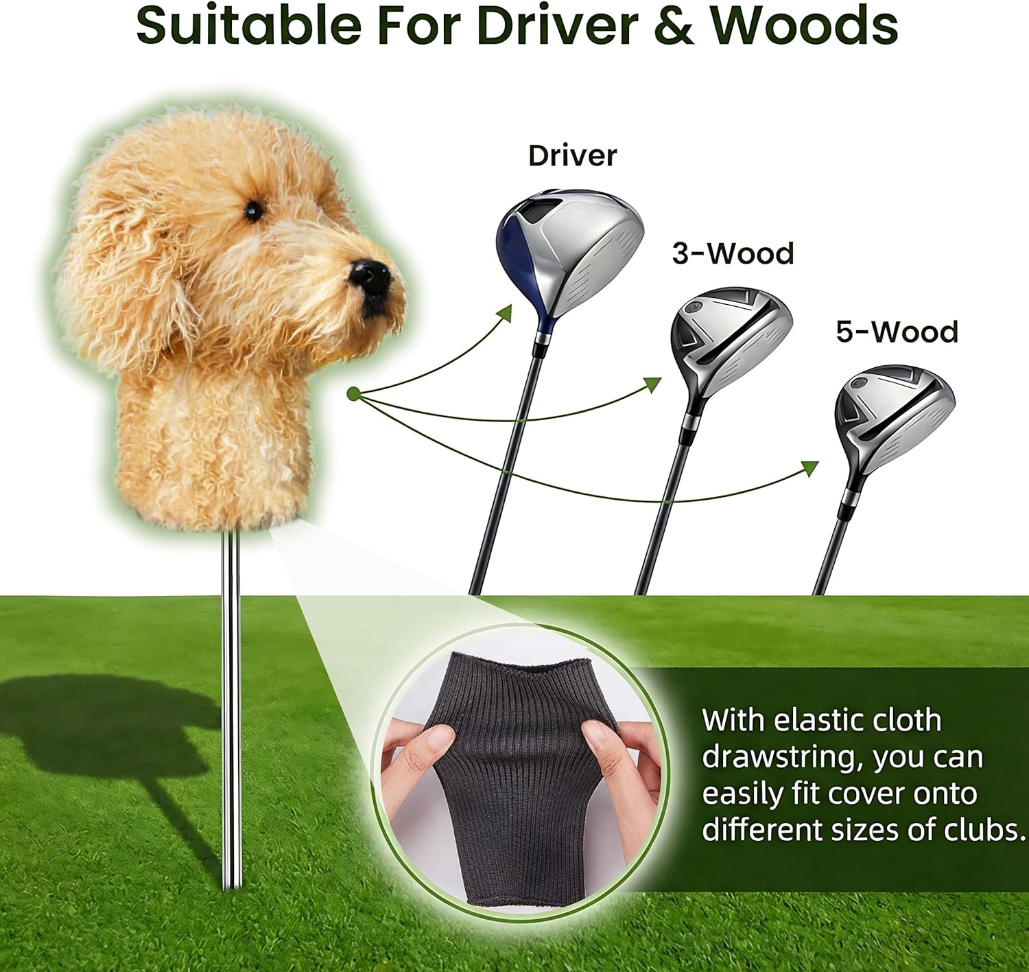 Golf Head Cover - Realistic Dog Design, Fits 460CC/450CC/350CC Drivers, Premium Material, Protective Golf Club Cover, Perfect Golf Gift for Men Women Golfers