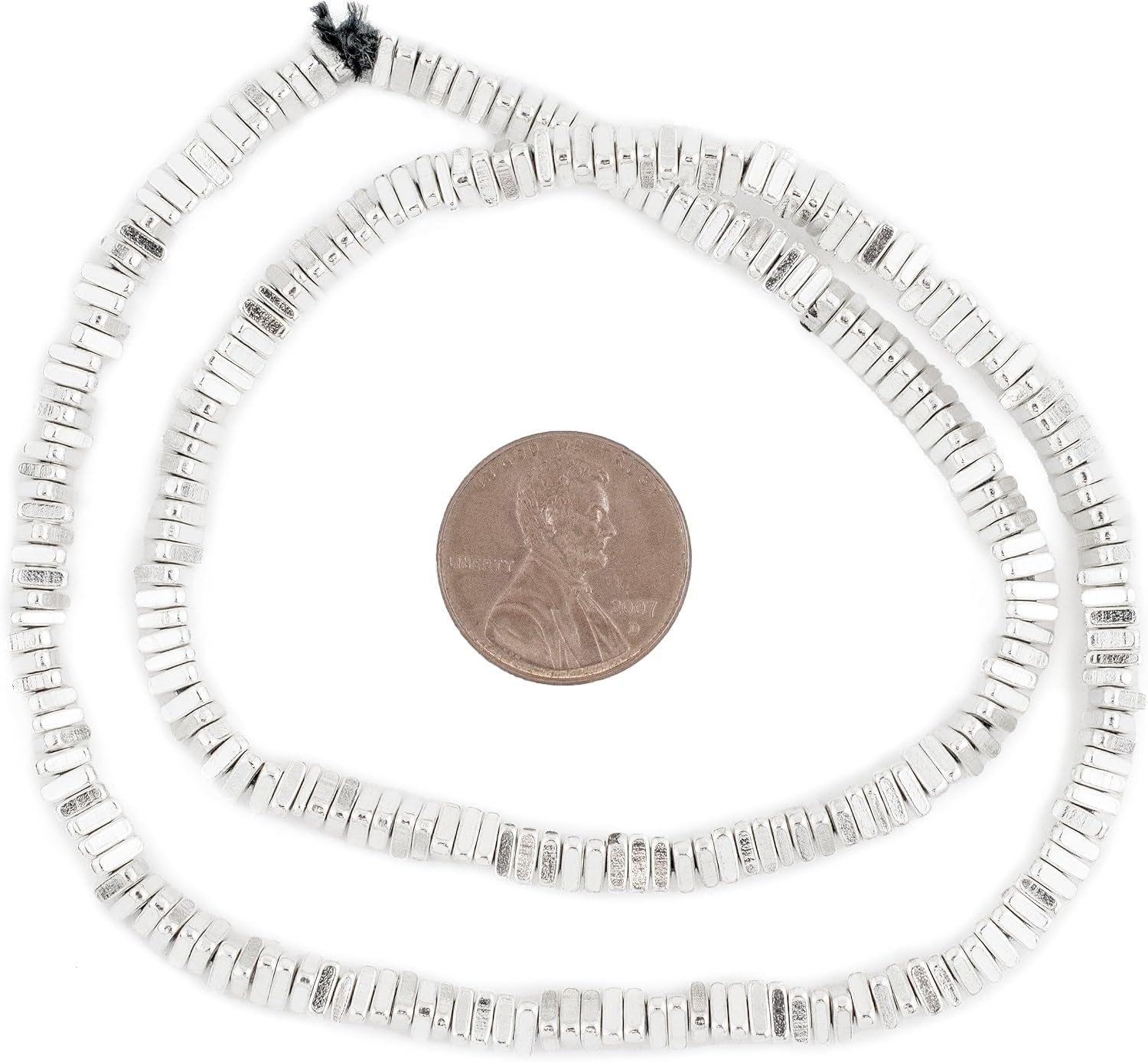 The Bead Chest Faceted Shiny Silver Triangle Heishi Beads (4mm, 16 Inch Strand)