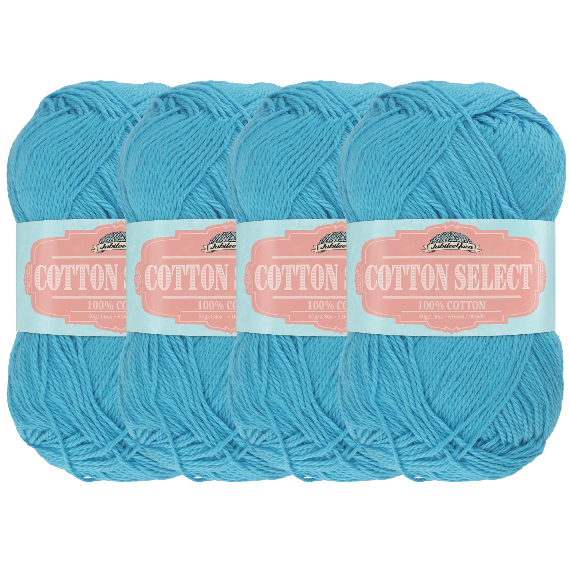 JubileeYarn Cotton Select Yarn - 50g/Skein Sport Weight - Island Blue - 4 Skeins โ image 1