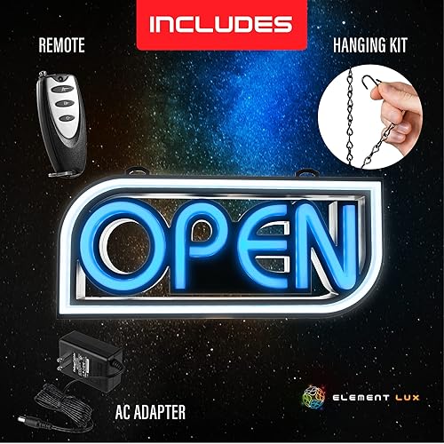 Miniatura 3 de Element Lux Open Sign by Element Lux - 49 combinaciones de colores - Letrero abierto LED neón para ventana de negocios - Brillante para restaurante,