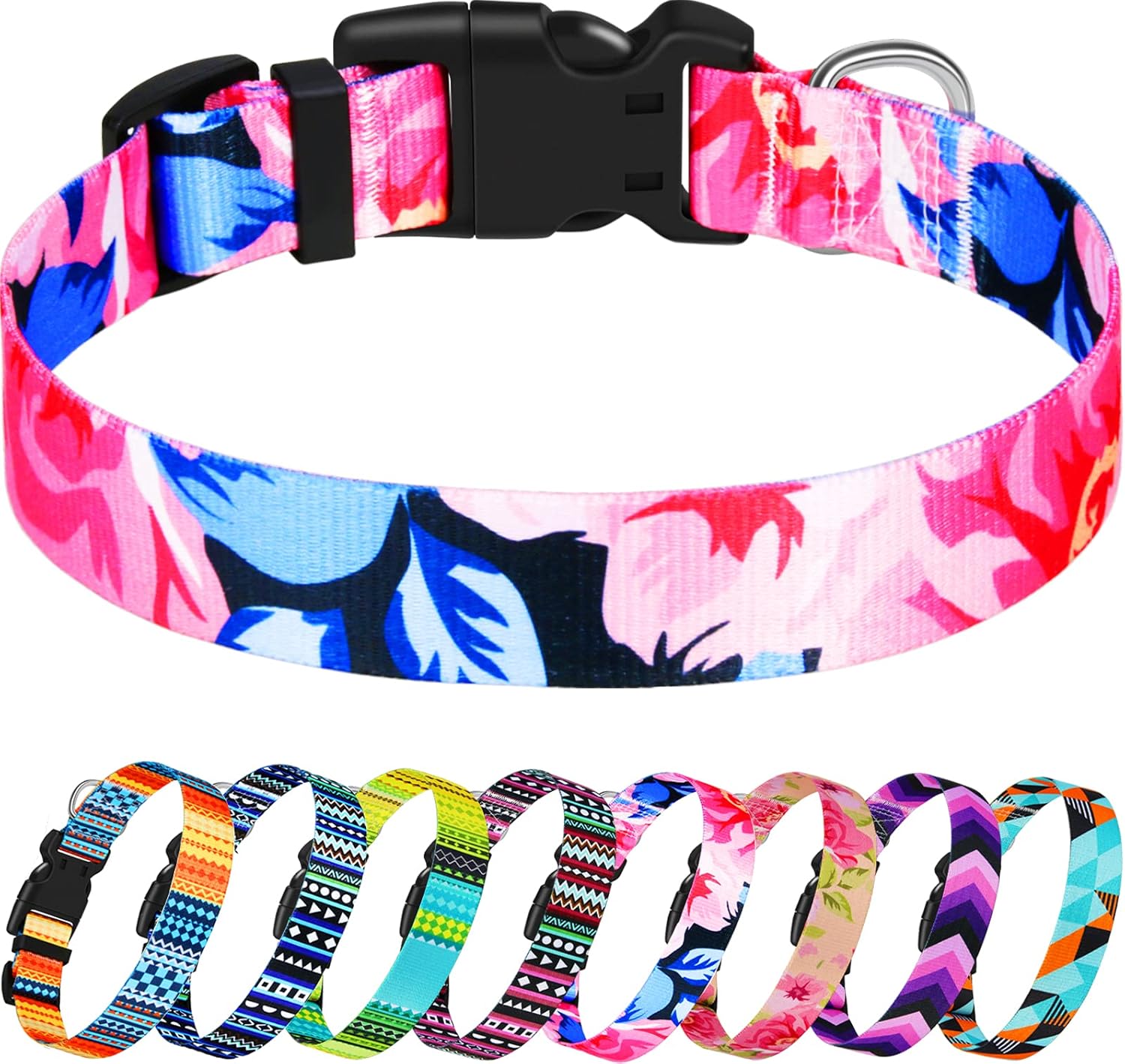 Taglory Plaid Dog Collar for Puppy Dogs,Buffalo Adjustable Dog Collars with Quick Release Buckle,Pink : Pet Supplies