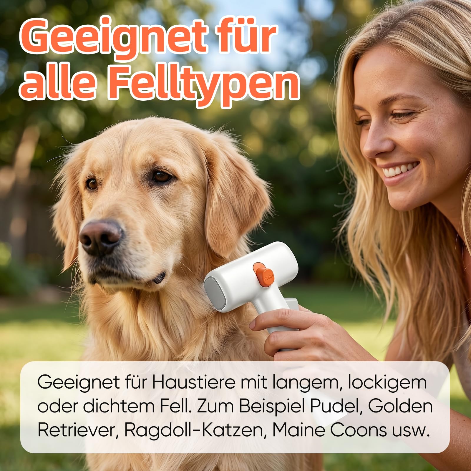 2-in-1 Haustier Selbstentwirrender Kamm, Entfilzungsbürste für Katzen und Hunde, Edelstahlzähne, Enthaarungswerkzeug, Sanfter Unterfellkamm, für langes und kurzes Fell, Entfernt Verfilzungen