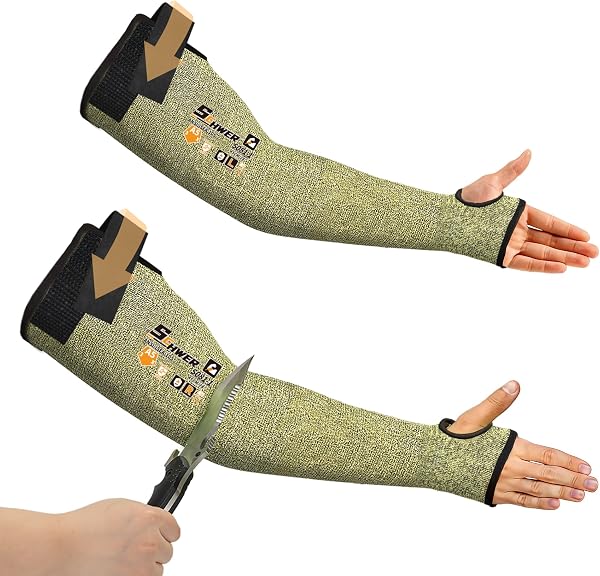 Schwer 18 inch Arm Protection Sleeves, ANSI A5 Cut Resistant Sleeves with Thumbhole