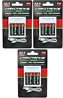 Vista 3 de VMAX AA-4CH Ni-Zn - Paquete de 4 baterías recargables AA para dispositivos de alto drenaje + cargador de 1.6 V 2500 mWh + estuche de almacenamiento
