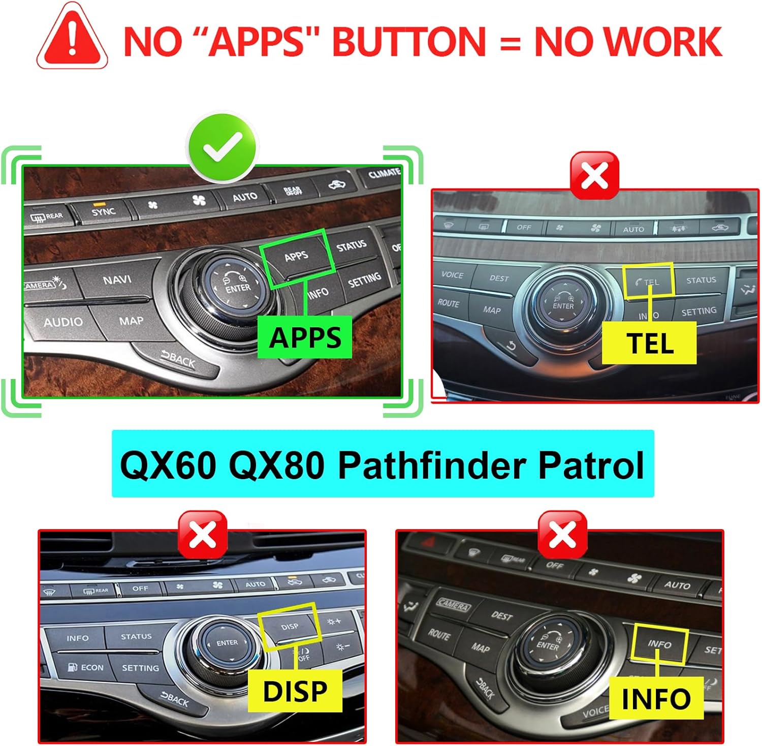 Wireless CarPlay & Android Auto Module Compatible with Infiniti QX60/QX80/Q70 & Nissan Pathfinder/Armada (2017-2019) – Retains Steering Wheel Controls, OEM Camera & Mic