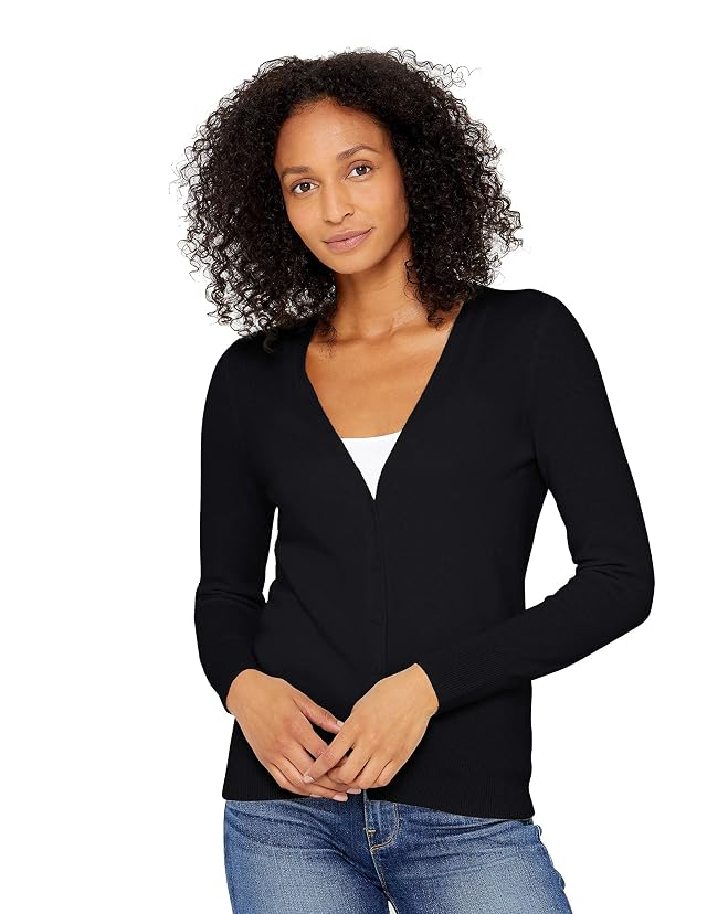 State Cashmere Womens Button Front V-Neck Cardigan 100 Pure Cashmere Long Sleeve Sweater