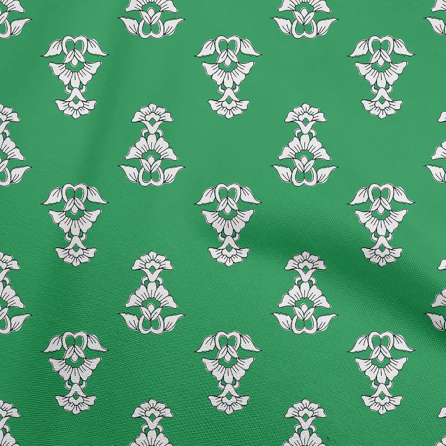oneOone Cotton Flex Green Fabric Block Quilting Supplies Print Sewing Fabric by The Yard 40 Inch Wide-UW