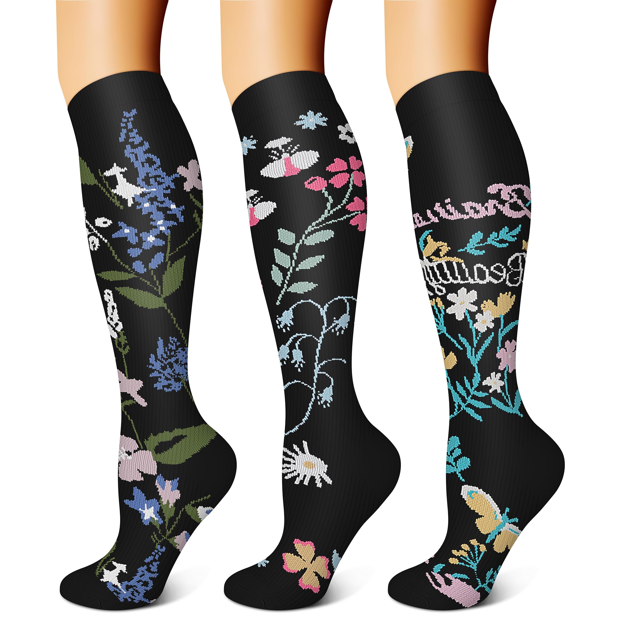 FEYHAY Copper Compression Socks (3 Pairs) 15-20 mmHg Circulation is Best Athletic &amp; Daily for Men &amp; Women, Running, Climbing