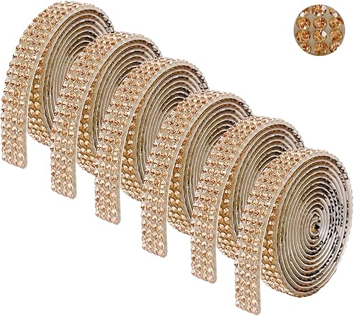 6 rollos de cinta autoadhesiva con diamantes de imitación de diamantes de imitación, cinta adhesiva para manualidades con diamantes de imitación de