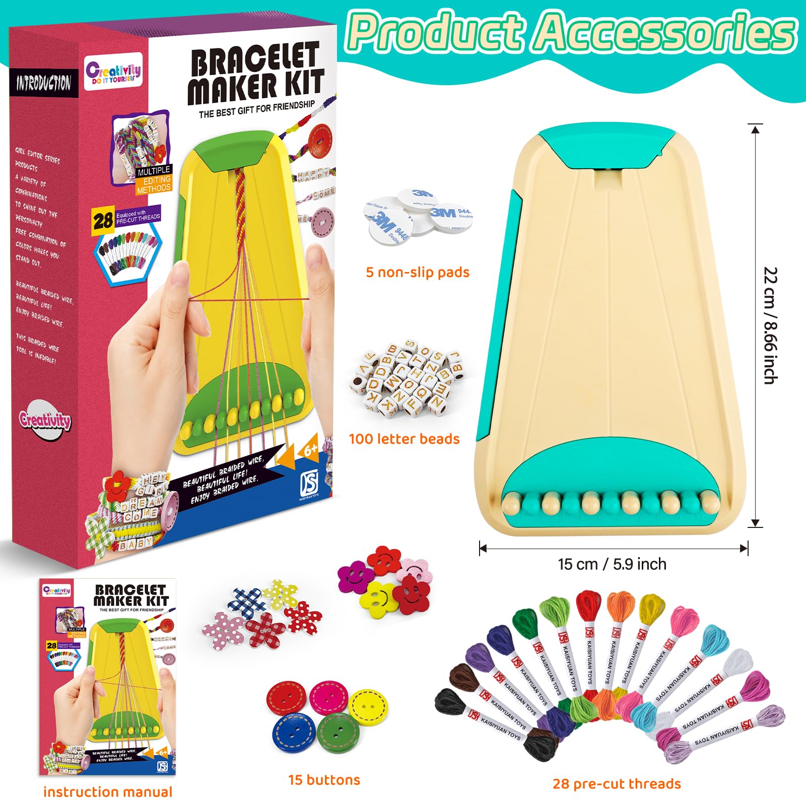 Hzitcigm Kit Pulseras de la Amistad Niñas 6 7 8 9 10 11 12 Años, Set Creación Pulseras con Cuentas de Letras, Bisutería para Hacer, Regalo Creativo Niña Cumpleaños Navidad Semana Santa
